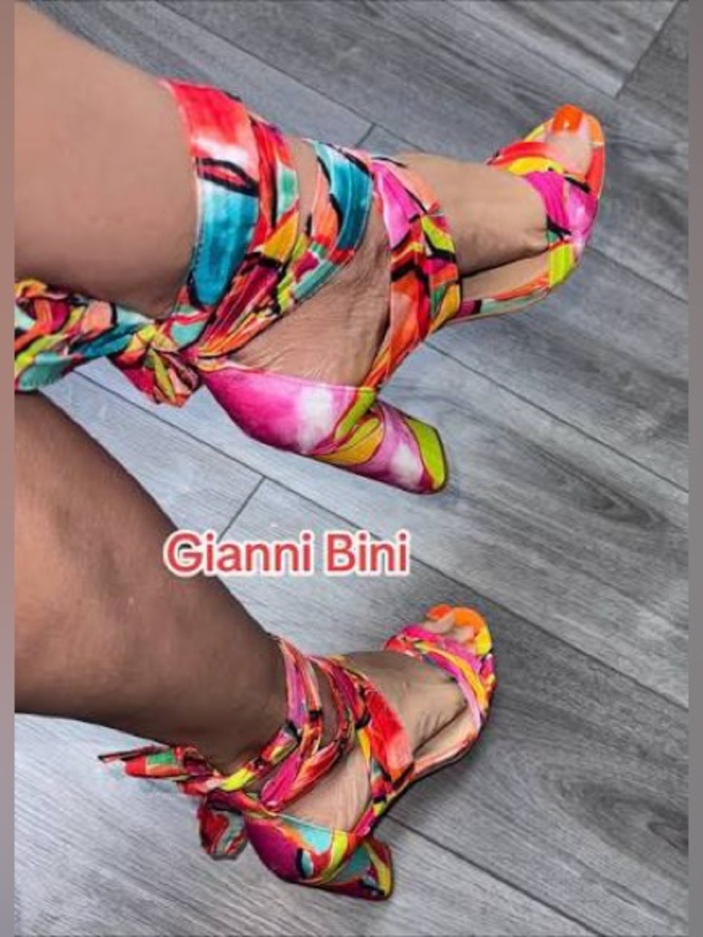 Gianni Bini Multicolor Floral Wrap Around Heeled Sandals Resortwear Baddie 9